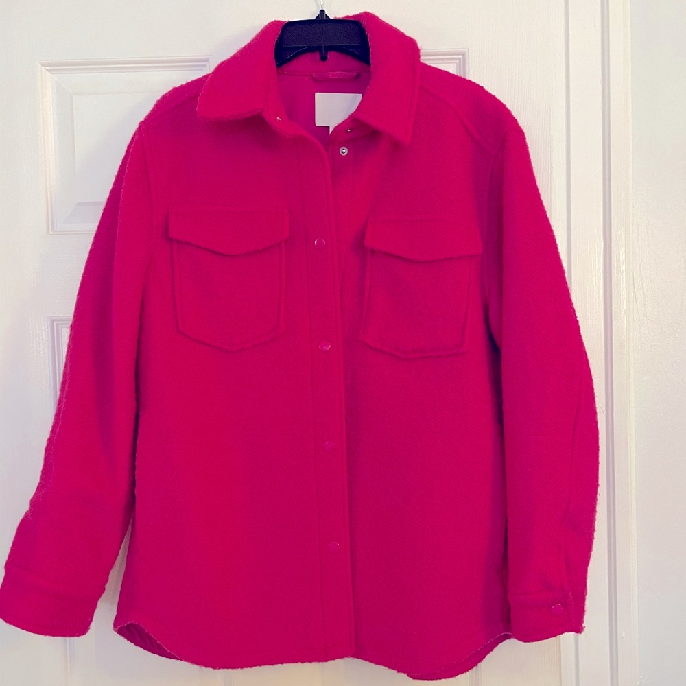 Hot pink oversized boucle jacket HM